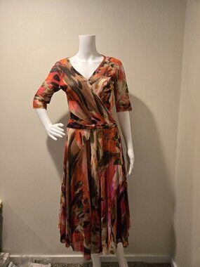Fuzzi Wrap Sleeve Floral Dress Rosato L